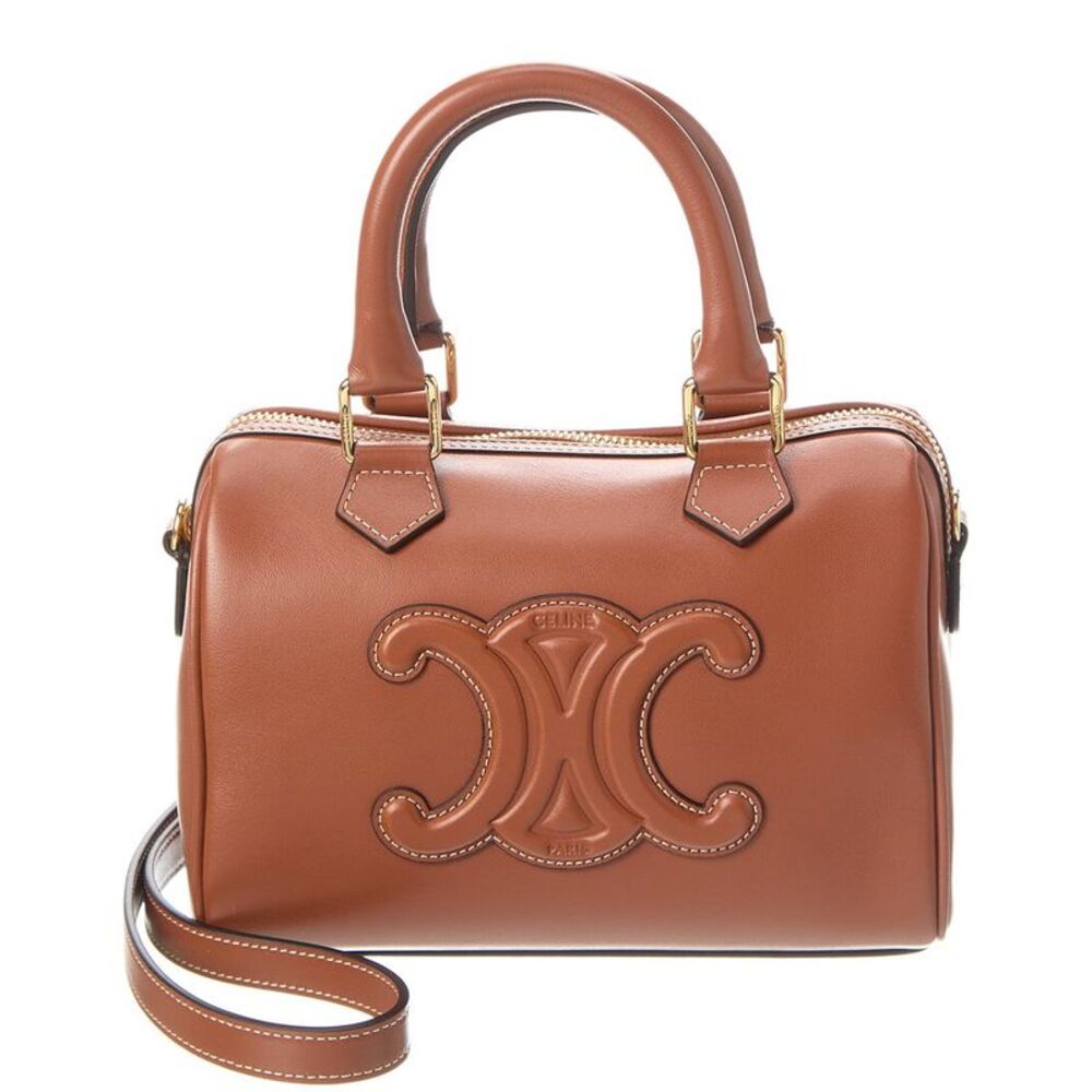 Celine Boston Small Leather Shoulder Bag, Brown